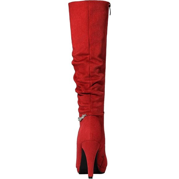 Women's Knee High Platform Heel Boots - Picture 5 of 7